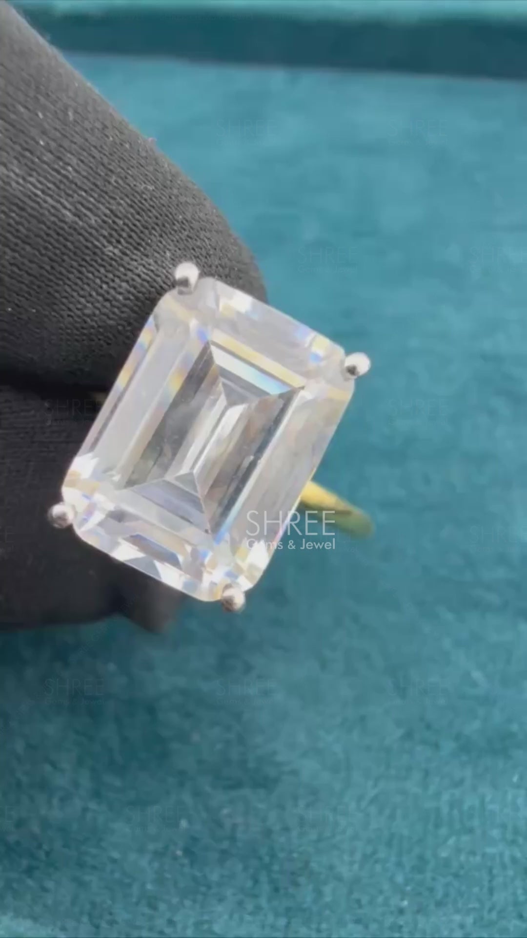 Video of 2 Carat Emerald Cut Engagement Ring with Hidden Halo