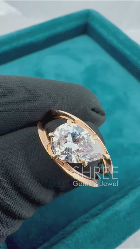 Video of Pear Cut Lab Grown Diamond Solitaire Split Shank Engagement Ring