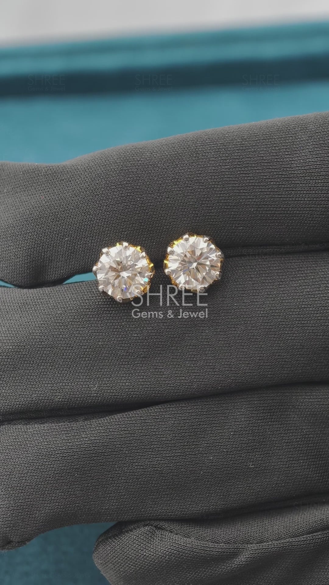 Video of 3 Carat Round Lab Created Diamond Tulip Earrings