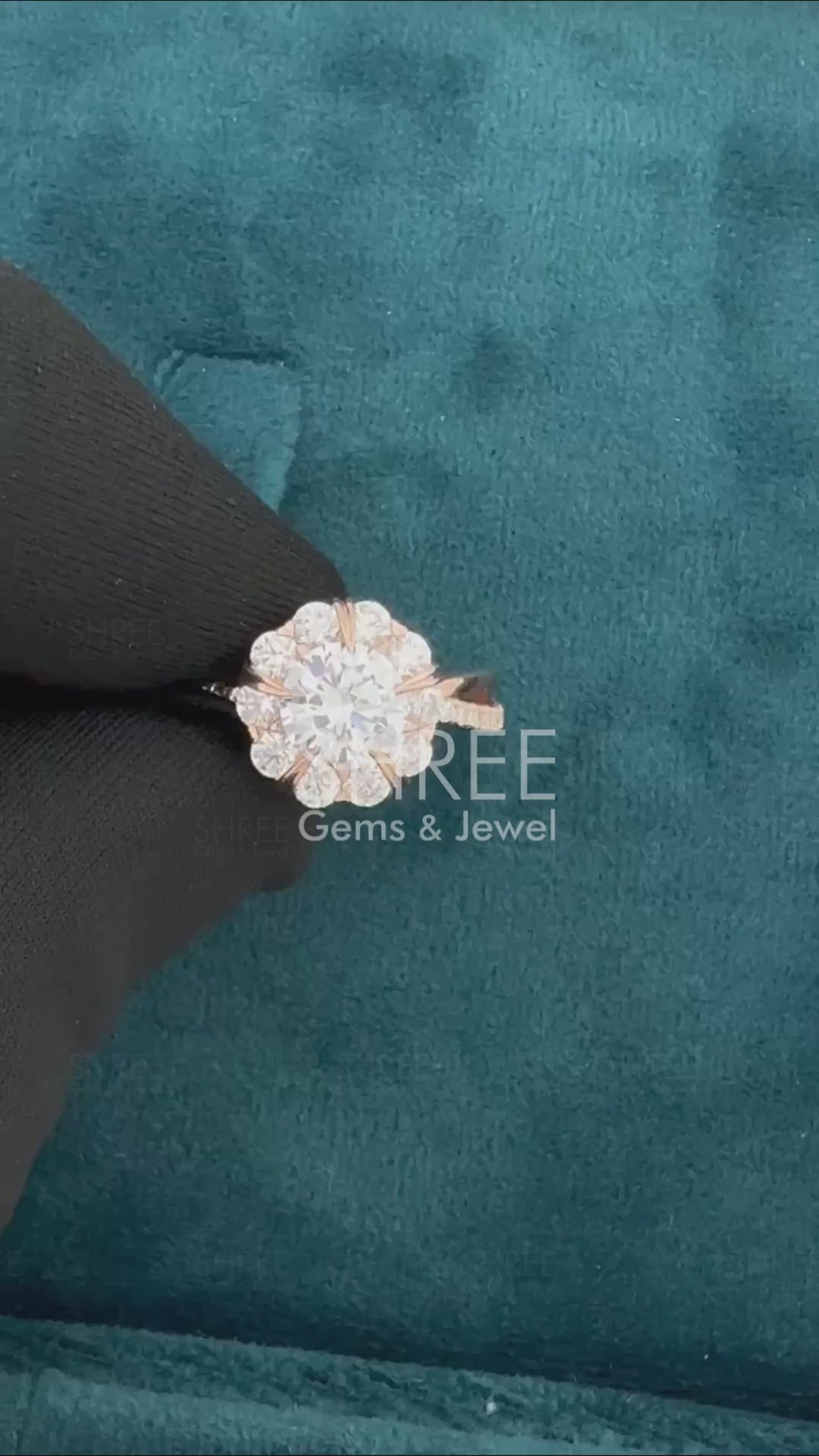 Video of Round Lab Diamond Vintage Floral Ring