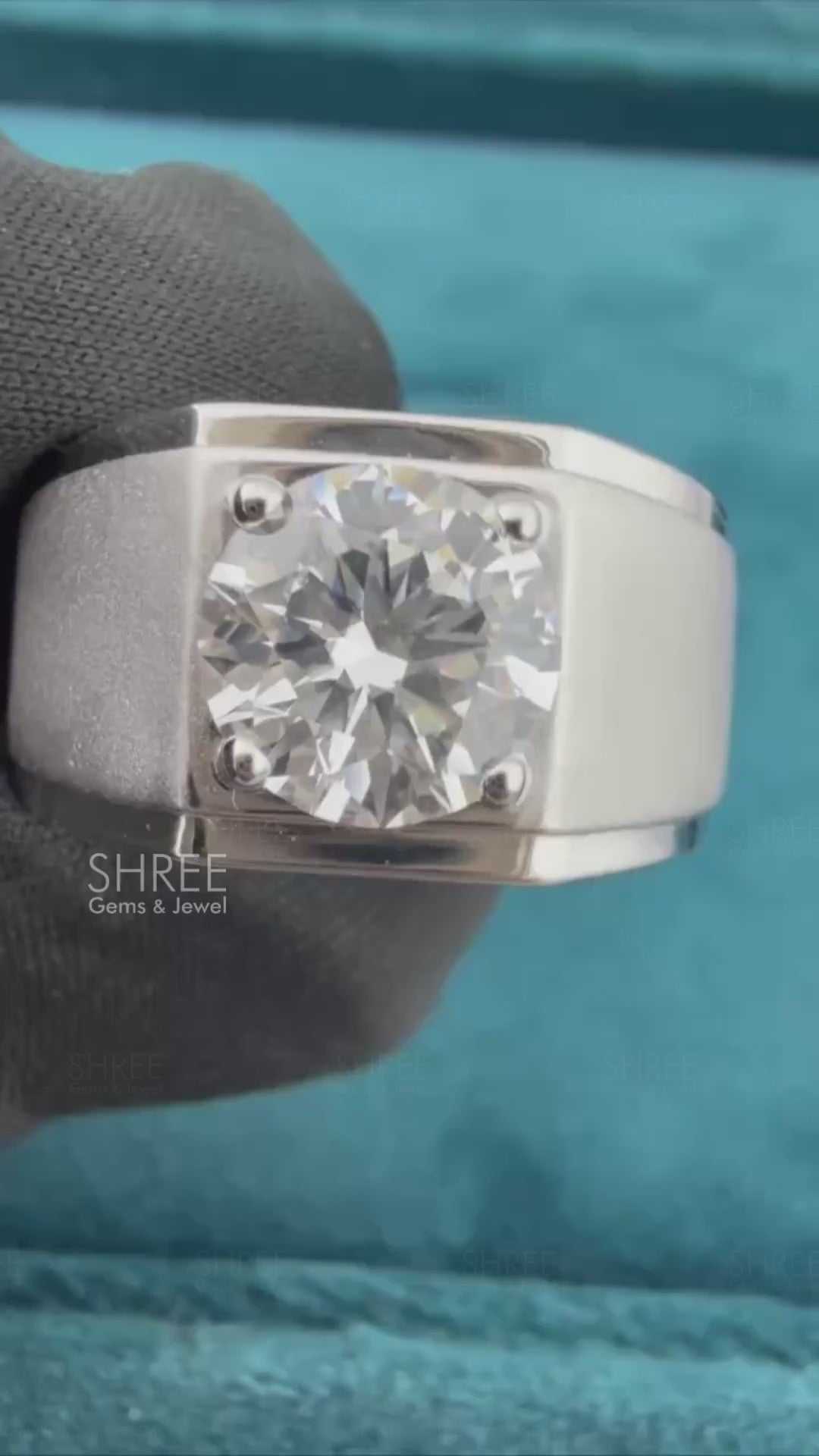 Video of 2 Carat Solitaire Mens Diamond Wedding Ring