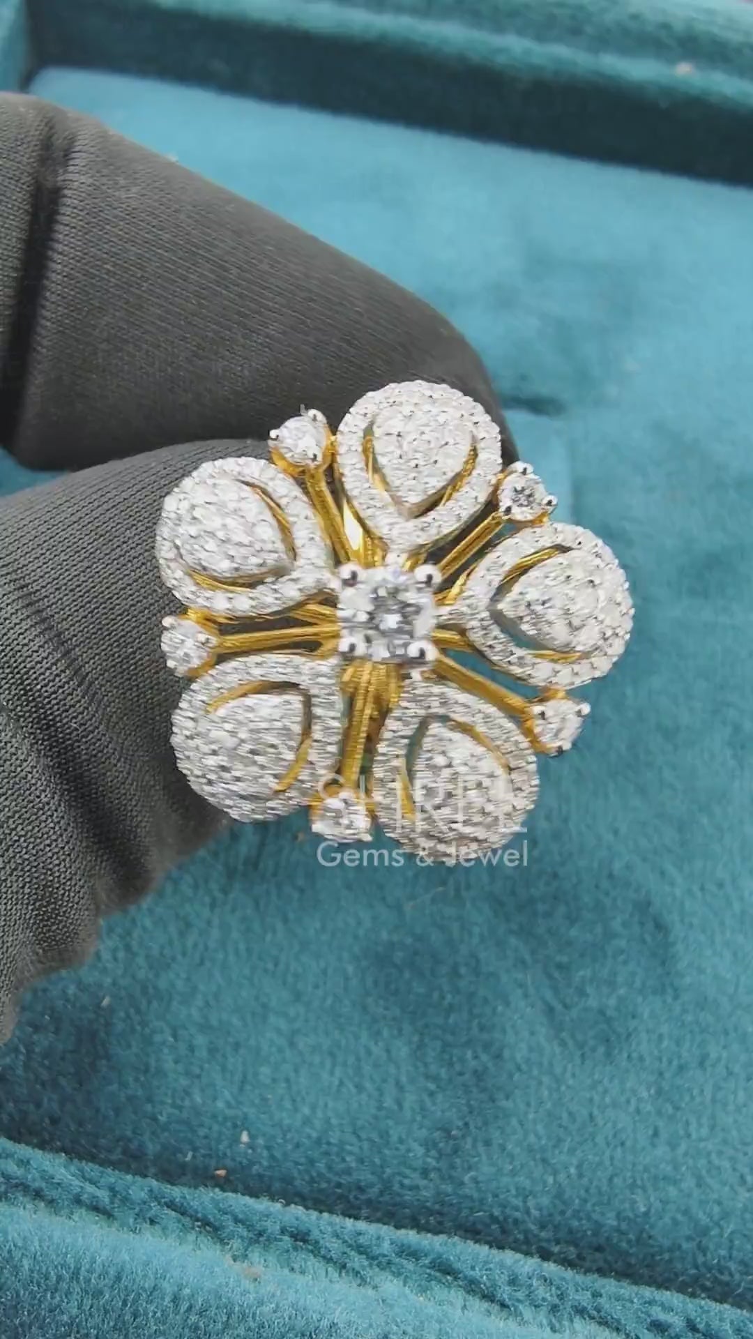 Video of Round Lab Diamond Cocktail Rings For Women