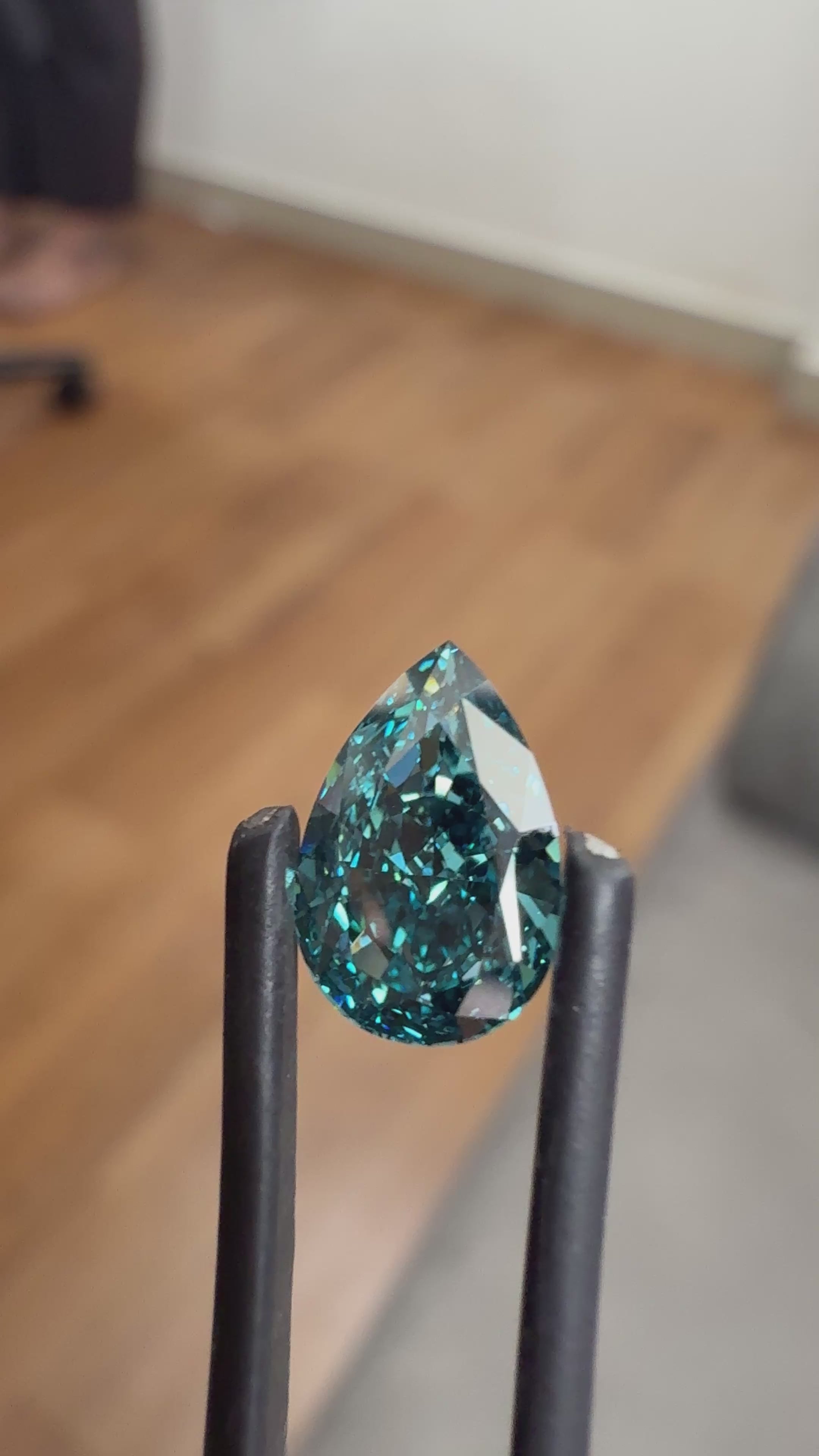 Video of Pear Blue Color 2 Ct Lab Grown Diamond