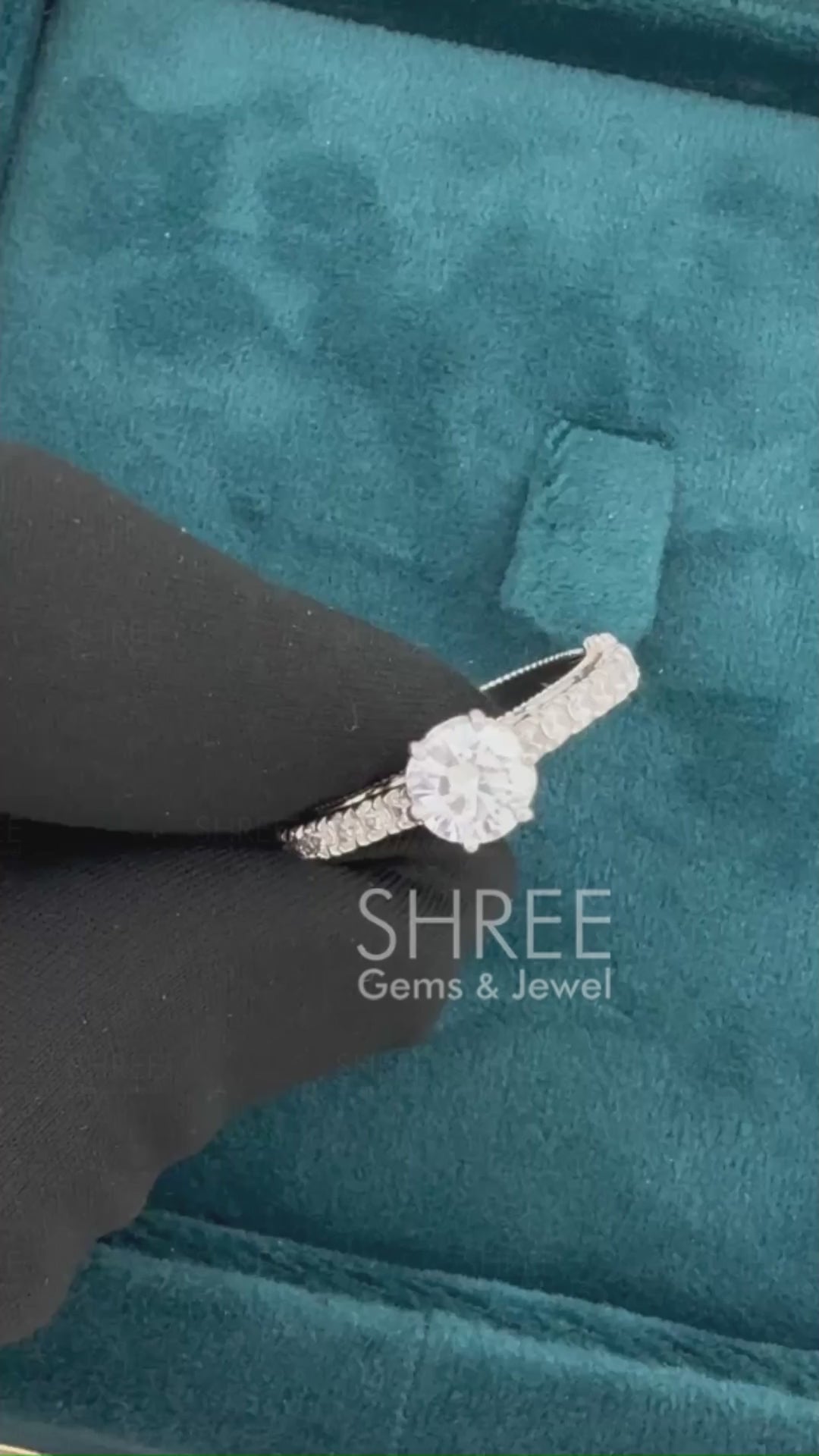 Video of Round Cut Lab Diamond Vintage Engagement Ring
