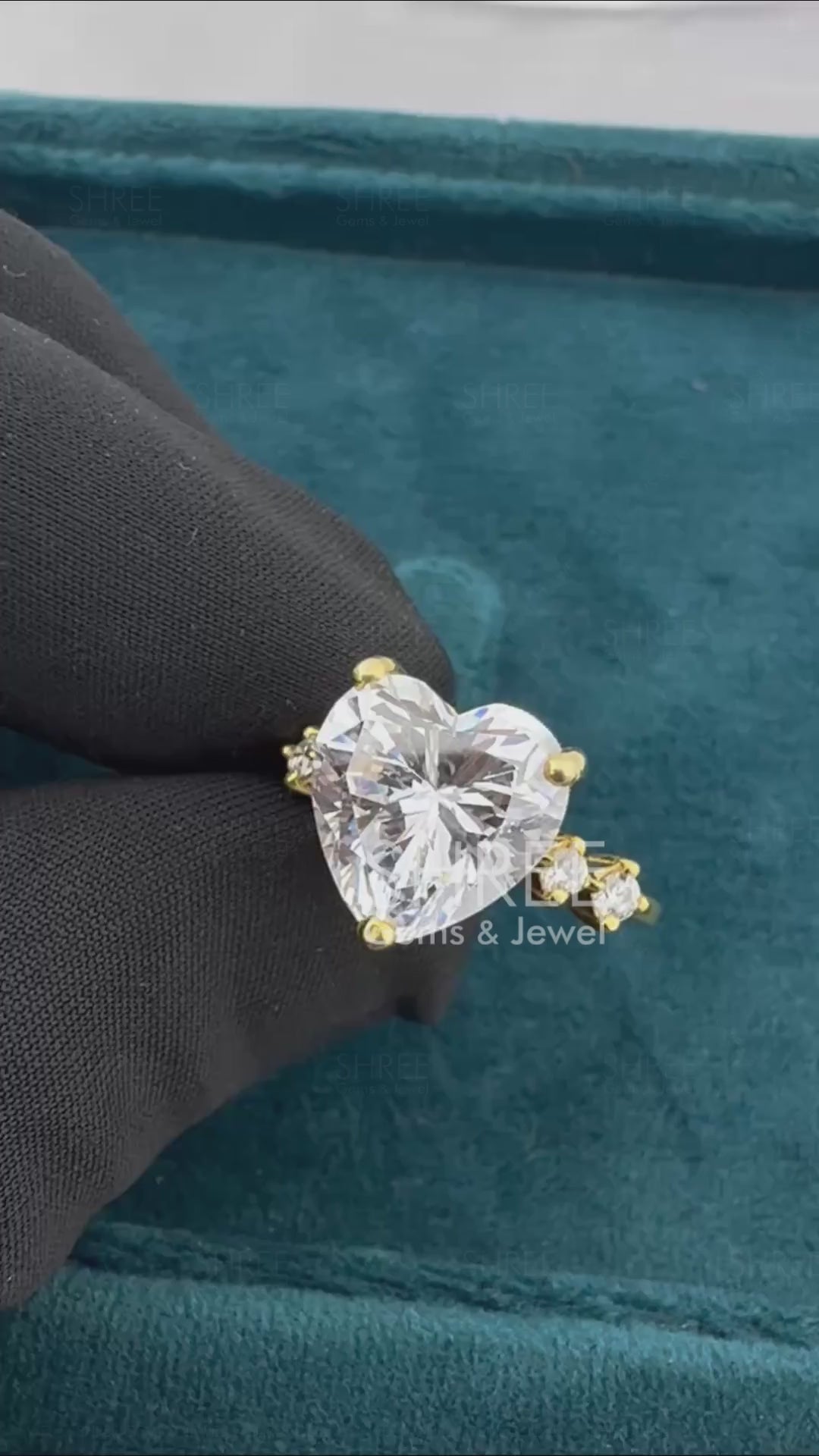 Video of 1.50 Ct Heart Shaped Five Stone Diamond Ring