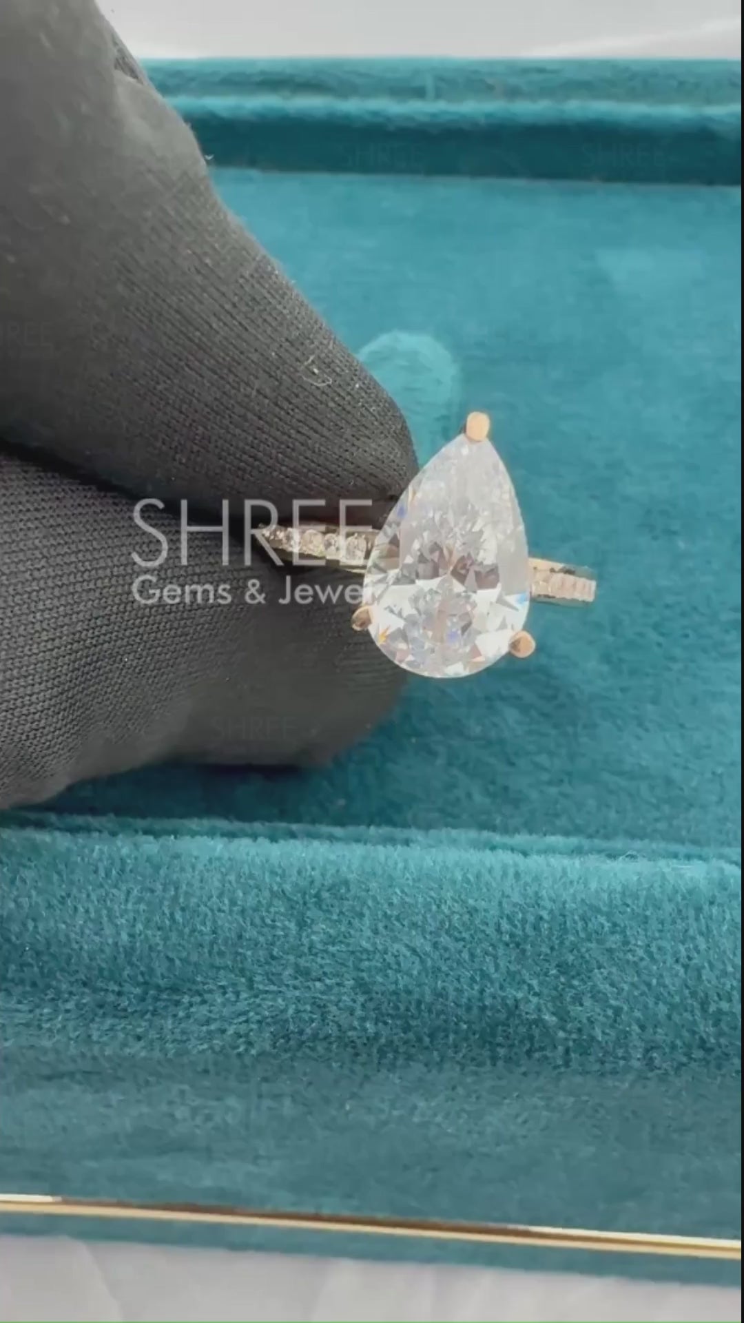 Video of  Pear Shaped Lab Grown Diamond Ring