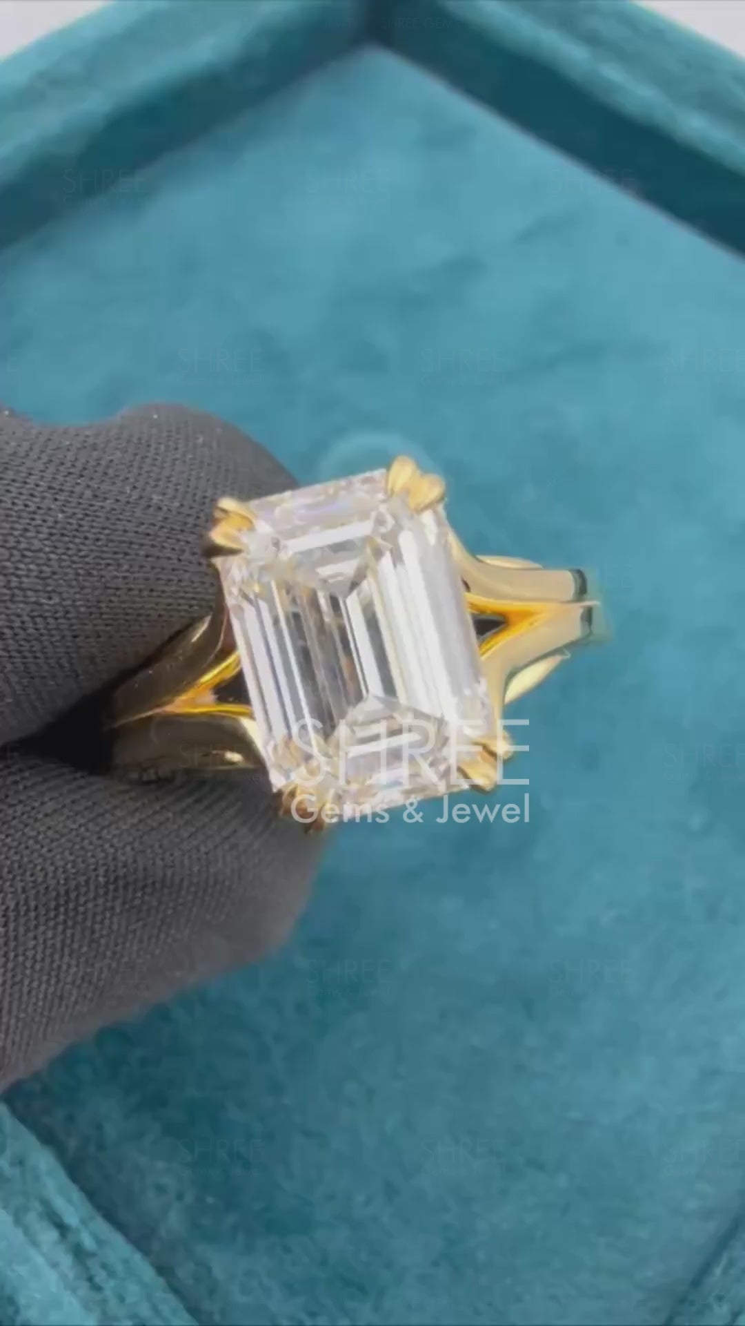 Video of 3 Carat Emerald Cut Diamond Solitaire Ring