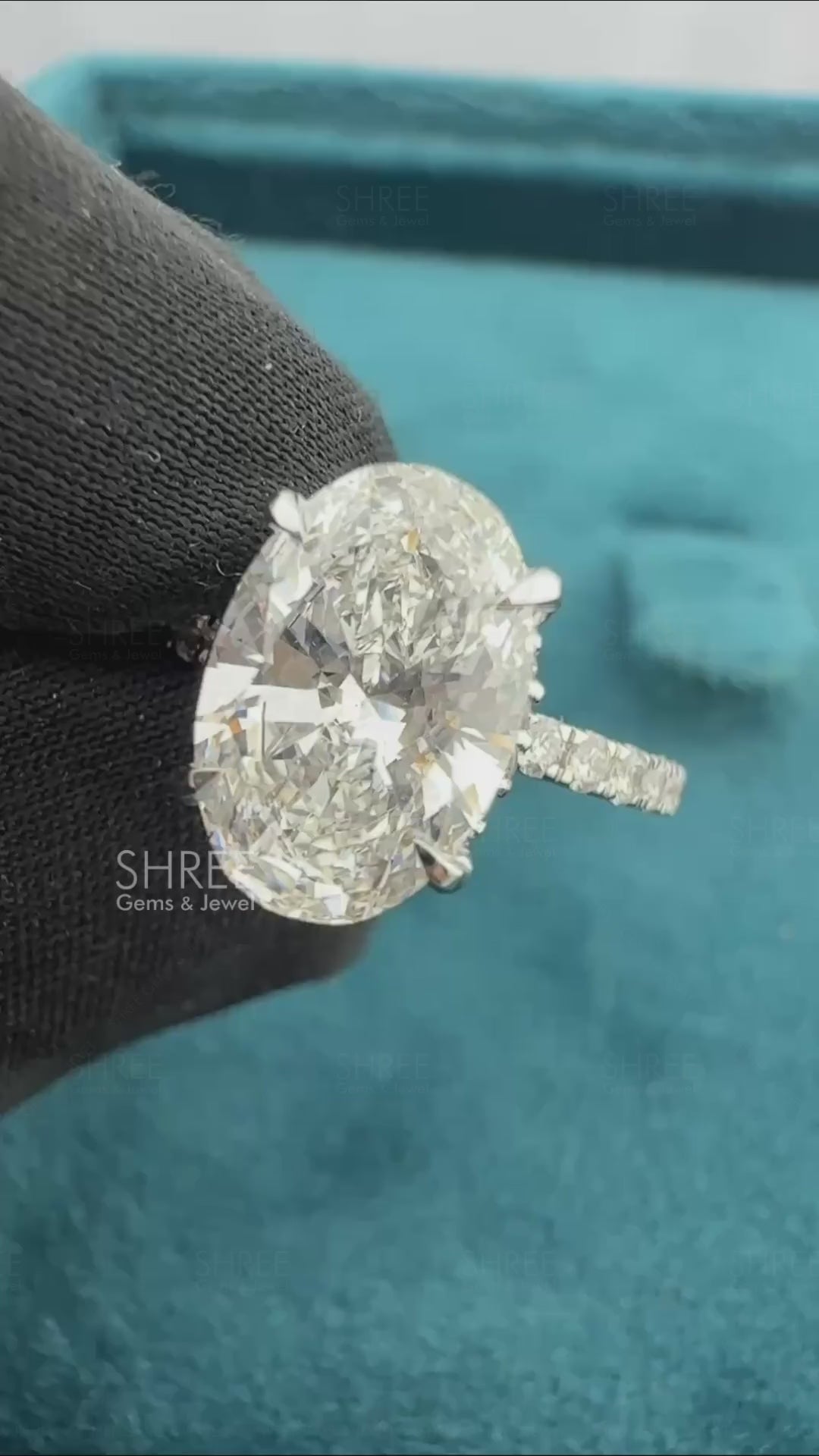Video of Oval Cut Diamond Hidden Halo Engagement Ring