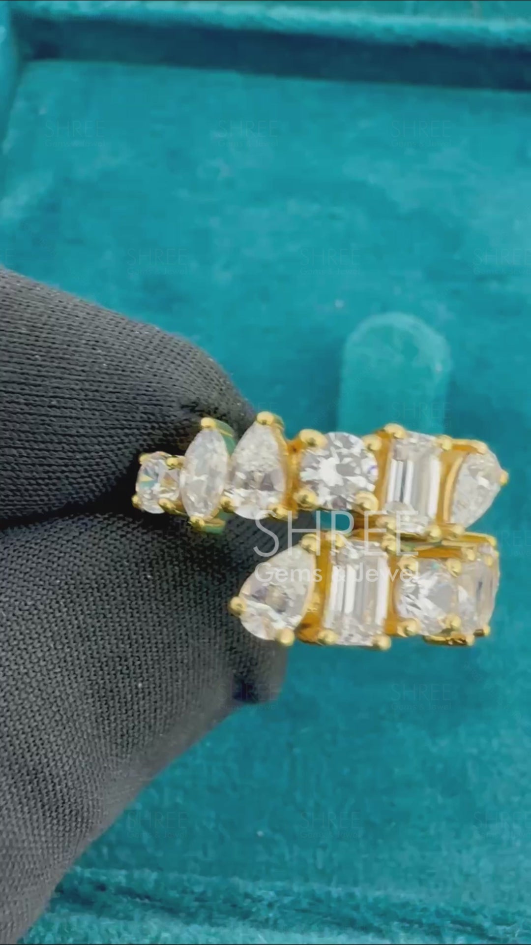 Video of Unique Double Row Diamond Wedding Band