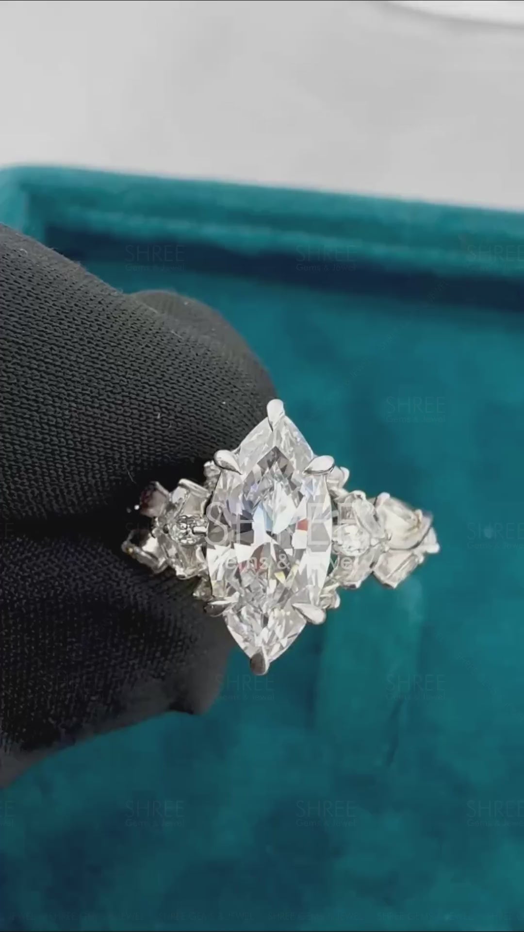 Video of Marquise Cut Vintage Diamond Engagement Rings