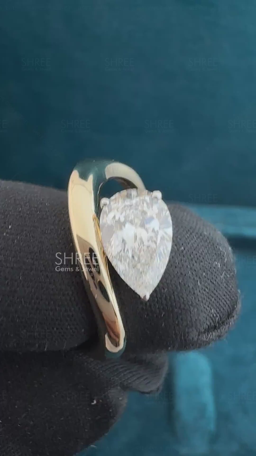 Video of 1 Ct Pear Cut Diamond Bypass Engagement Ring
