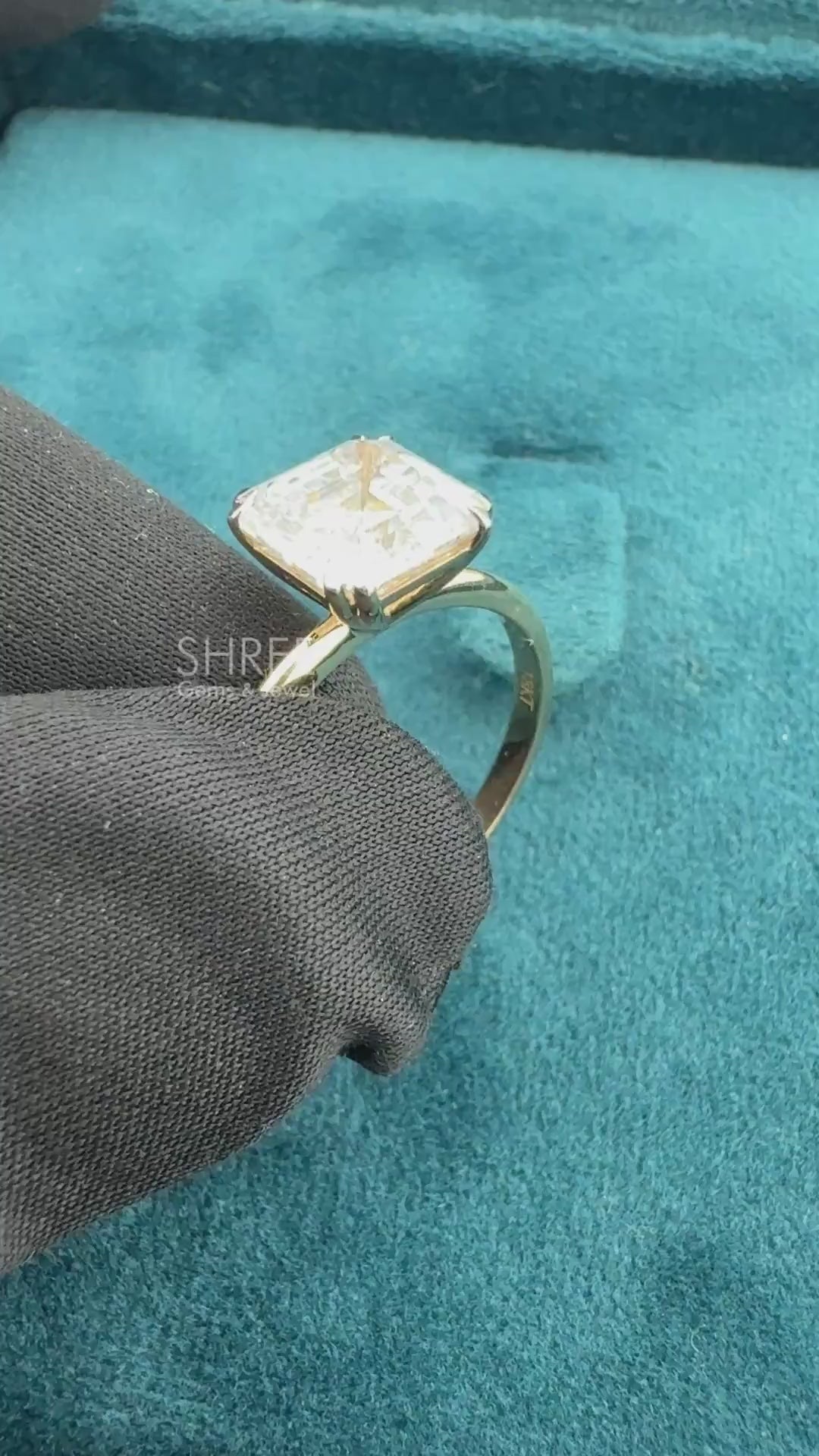 Video of Solitaire 2 Carat Asscher Cut Diamond Ring