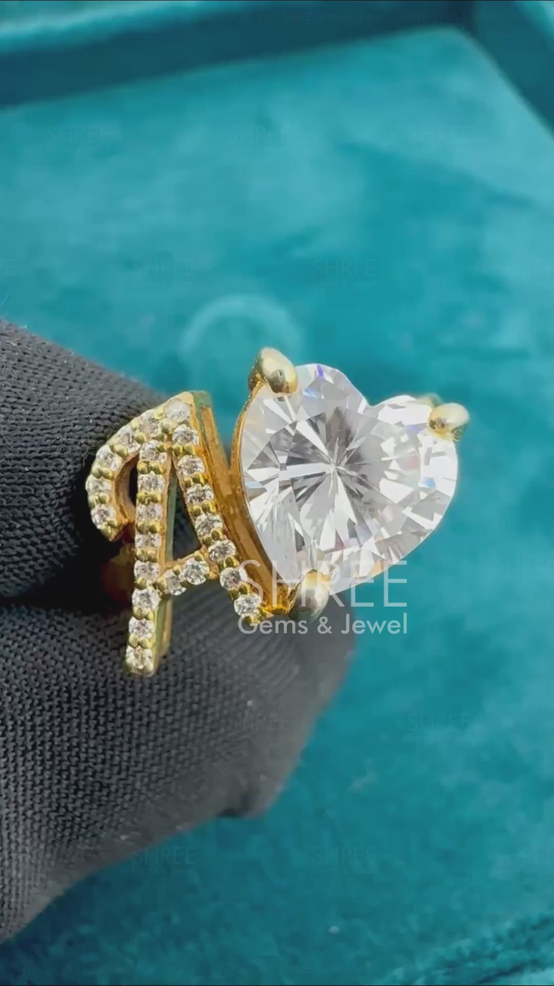 Video of 1 Ct Heart Shaped Lab Diamond Initial Ring