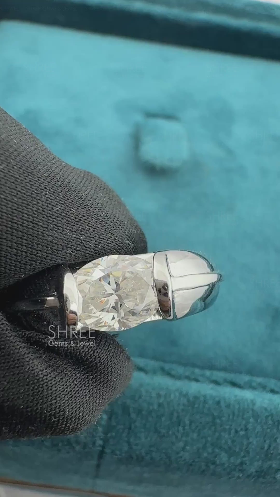Video of 0.50 Ct Oval Lab Grown Diamond Engagement Ring