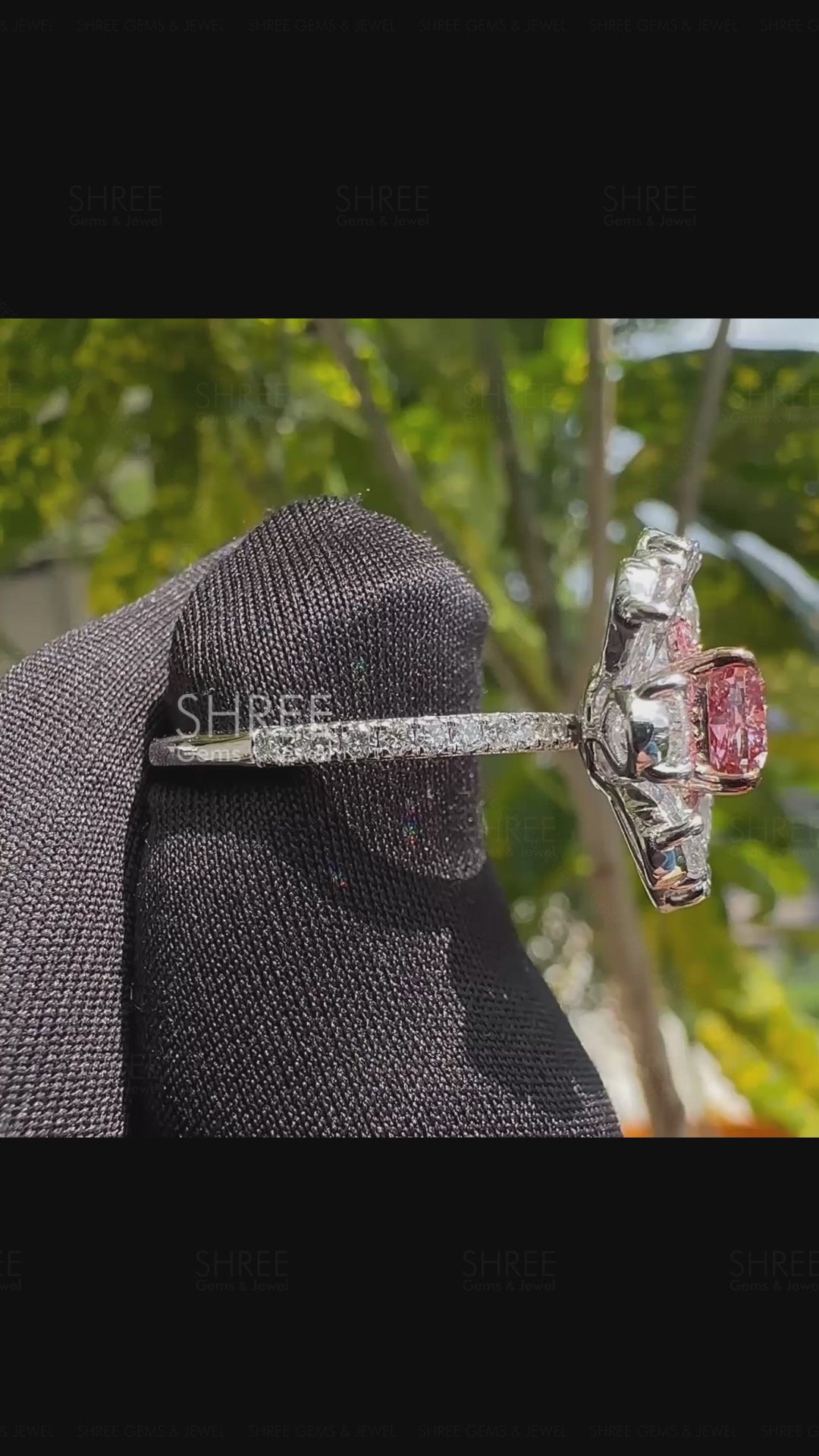 video of pink lab grown diamond ring​