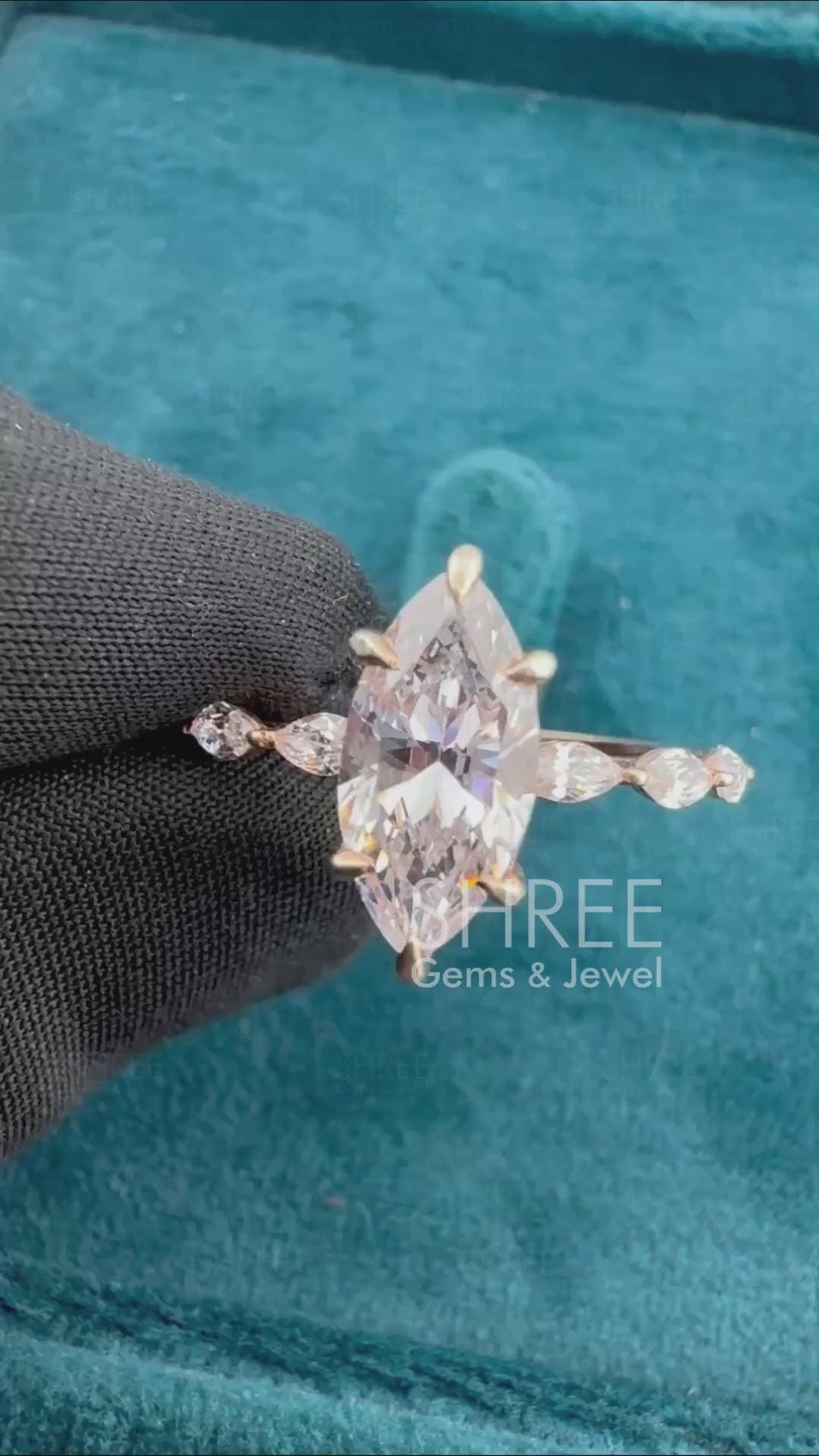 Video of Marquise Lab Diamond Engagement Ring