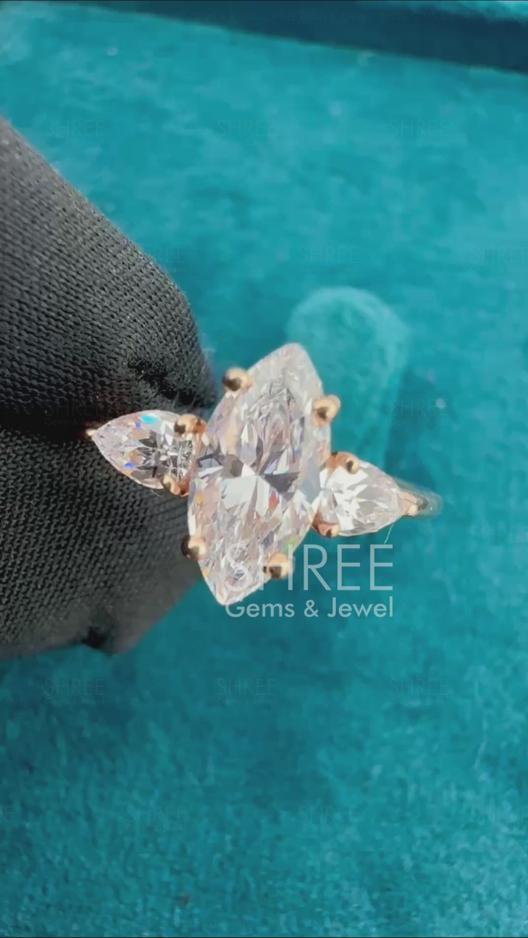 Marquise Cut Diamond 3 Stone Accent Stone Anniversary Ring