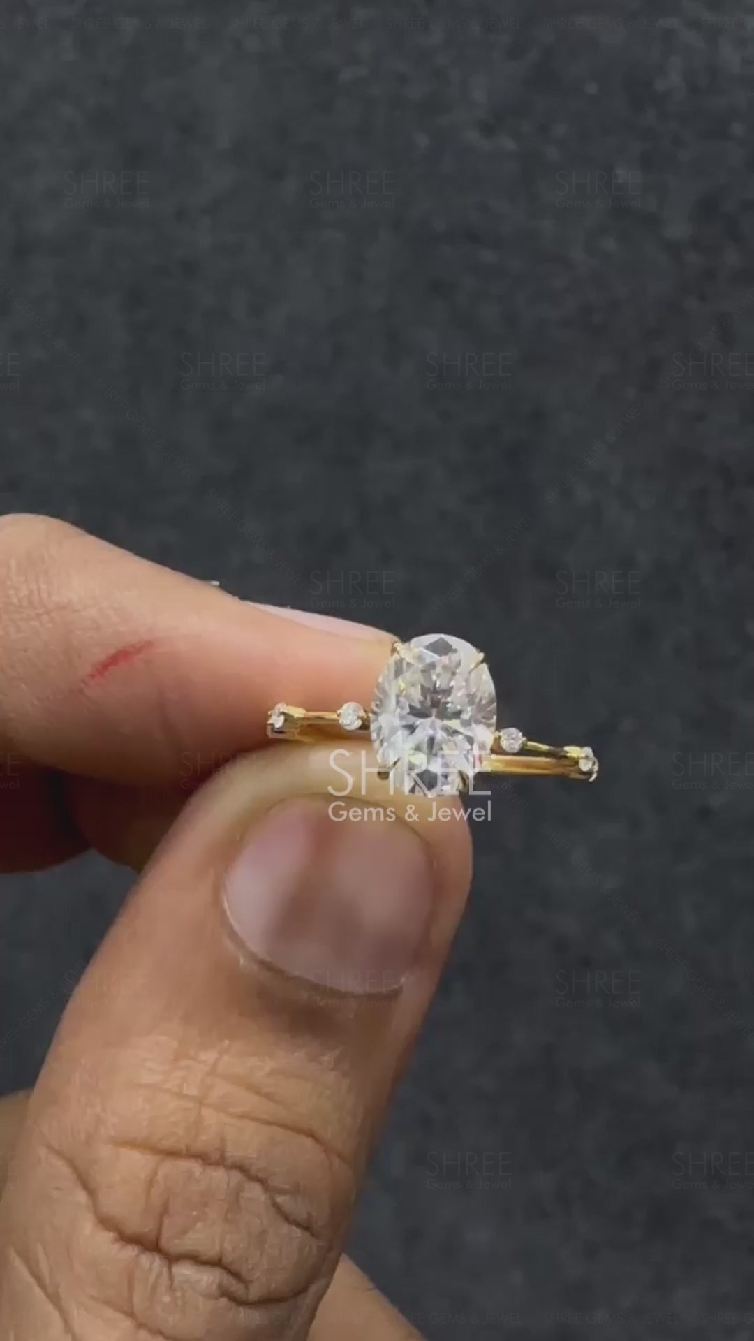 Video of 1 Ct Oval Cut Lab Grown Diamond Engagement Ring