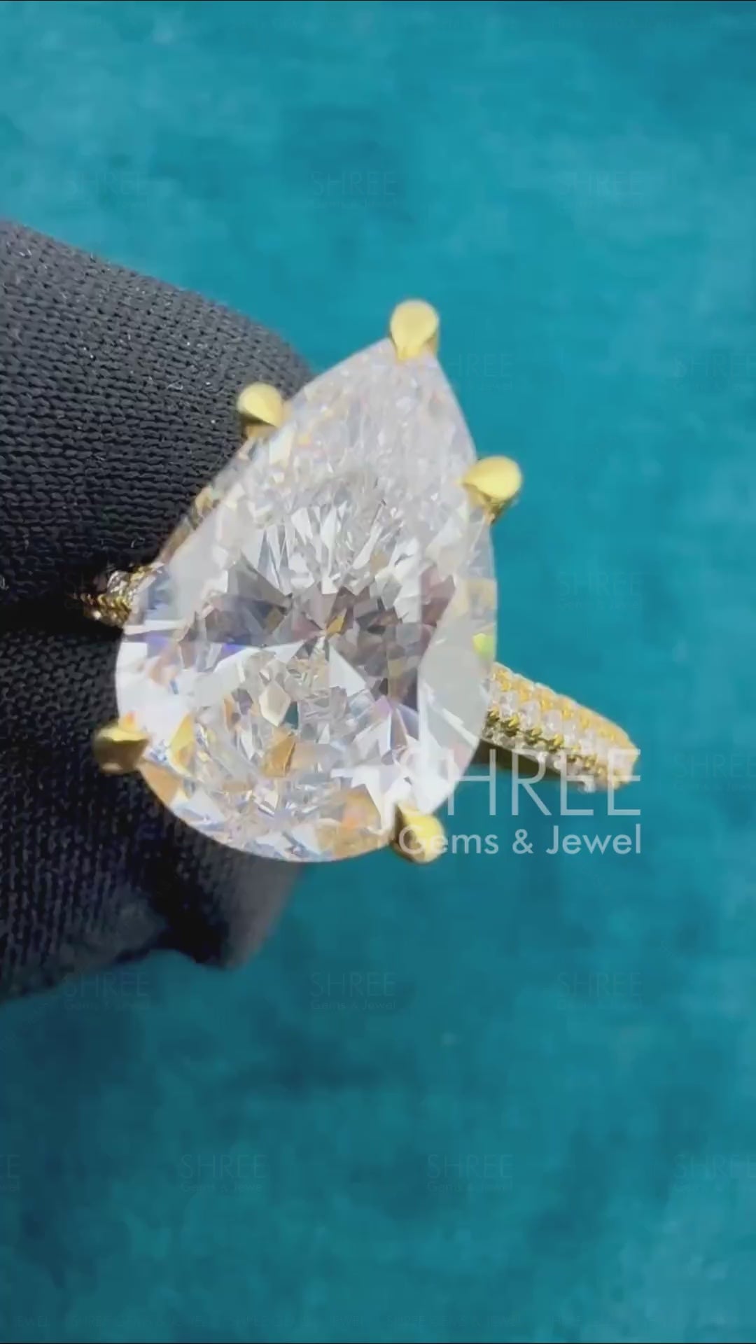 Video of 2 Ct Pear Shaped Lab Grown Diamond Ring