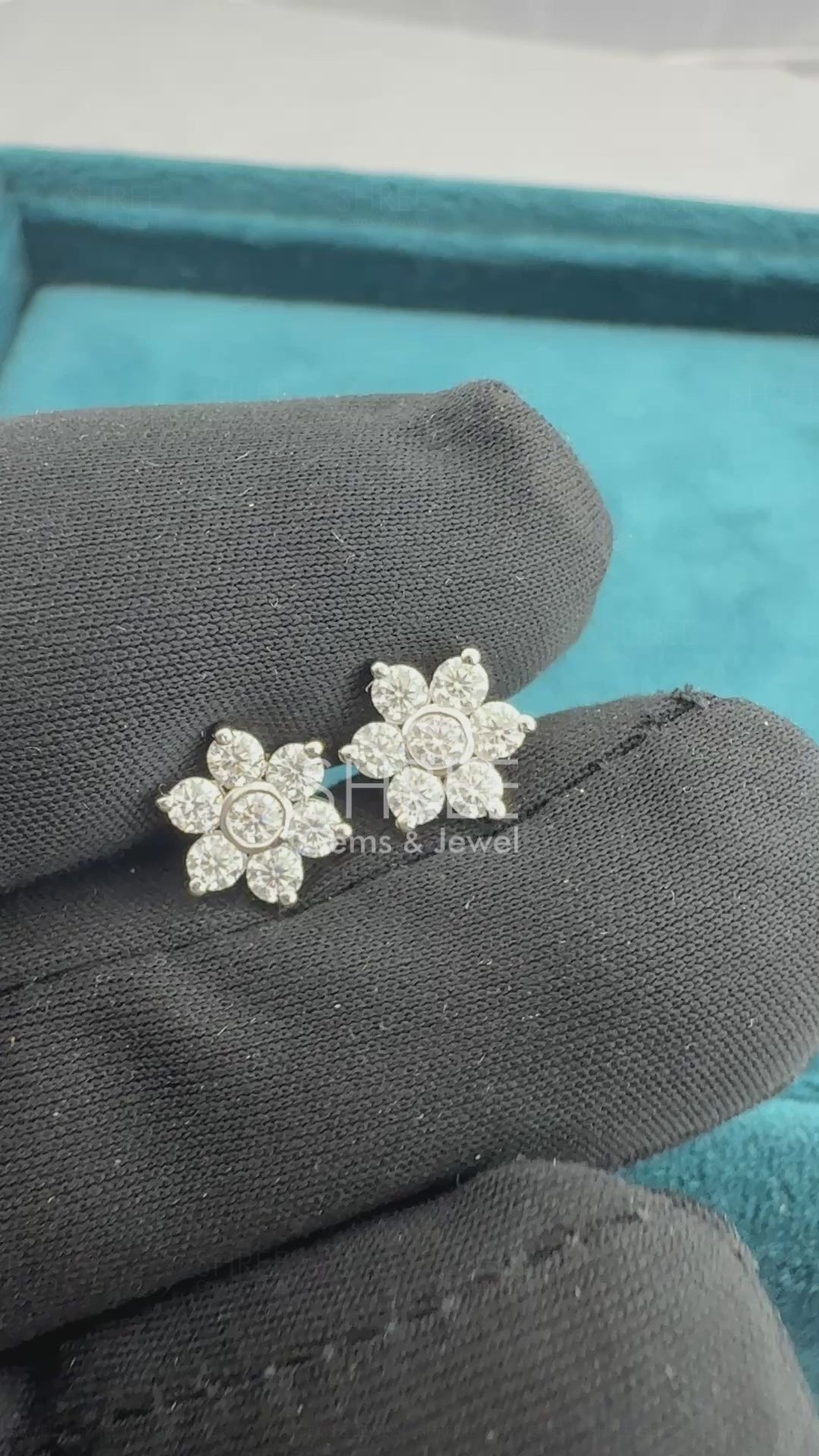 Video Of Flower Design Cluster Lab Diamond Earrings for Women 