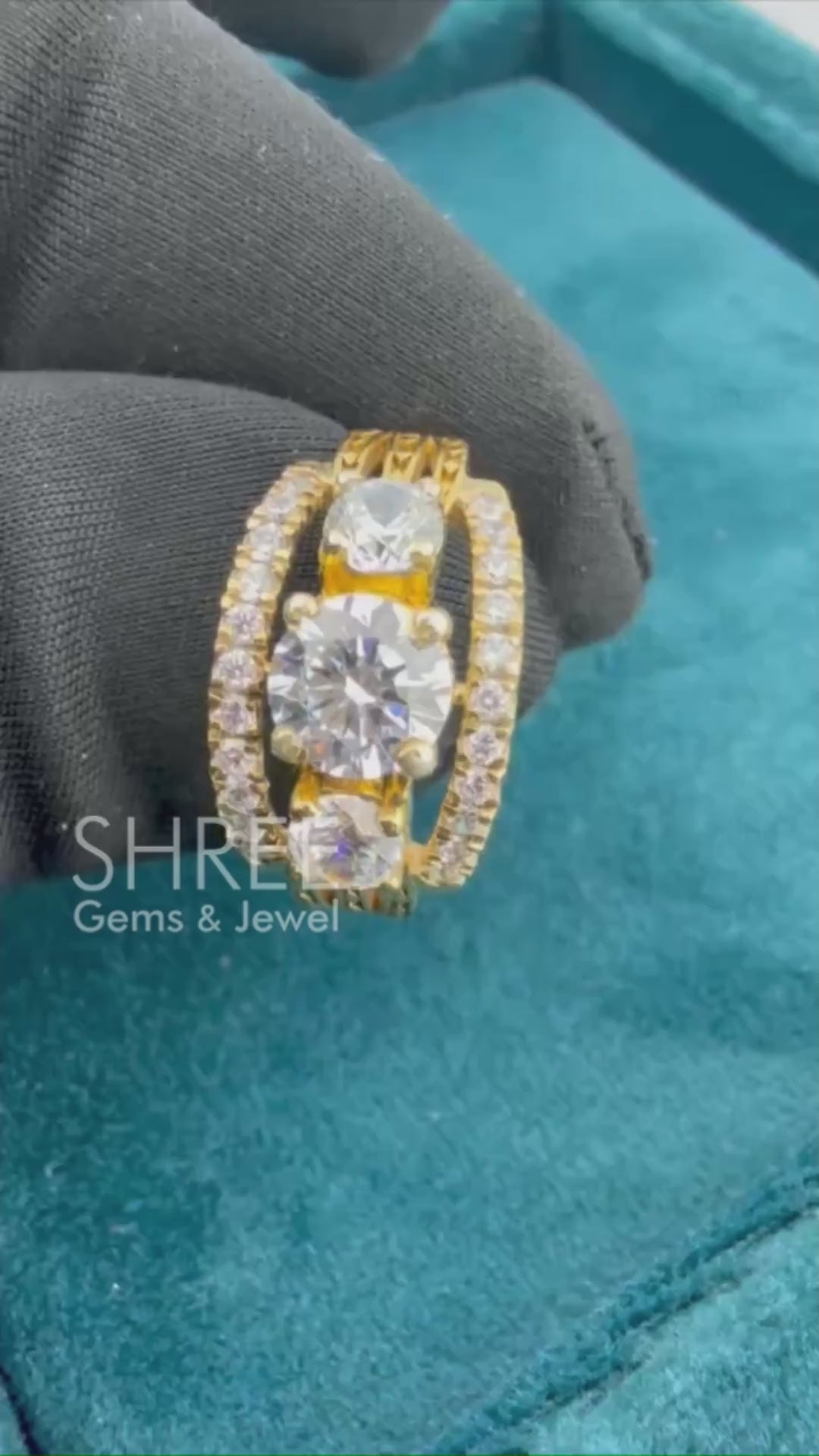 Video of Round Diamond Three Stone Engagement Ring
