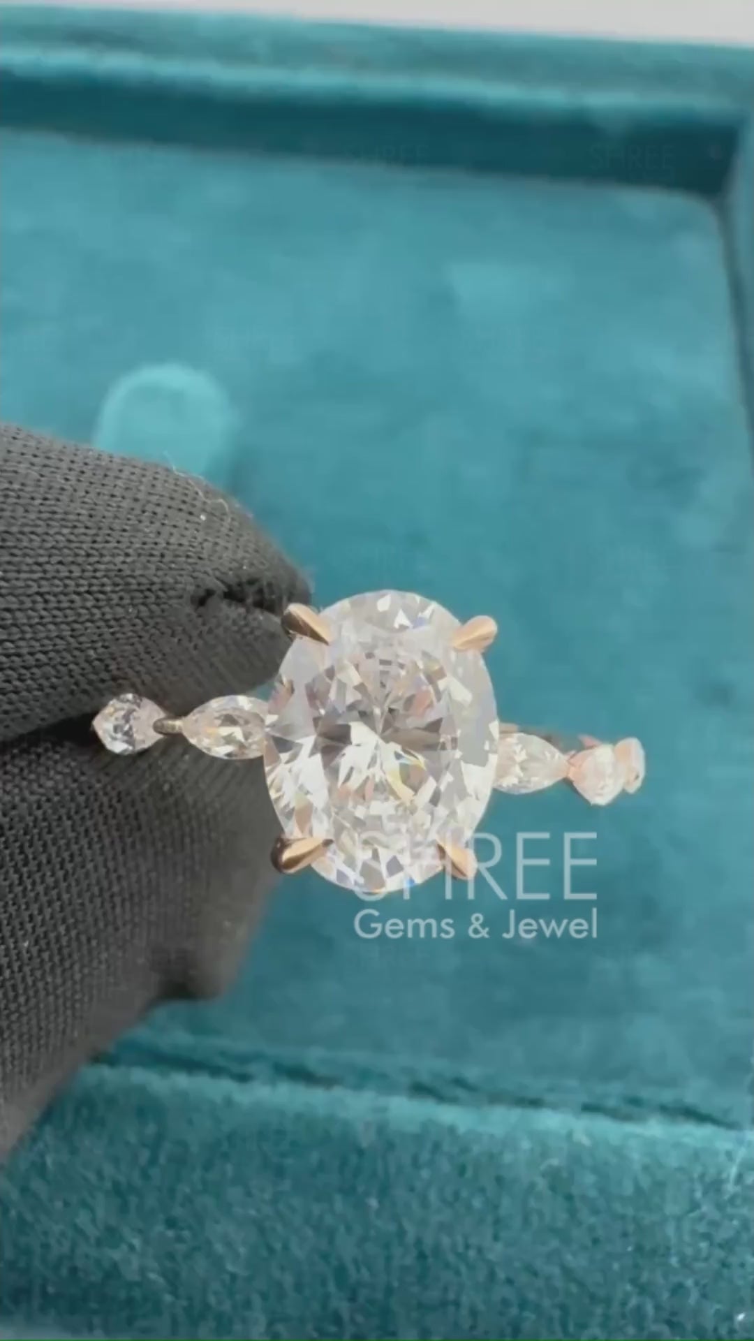 Video of Oval & Marquise Cut Lab Grown Diamond Anniversary Ring